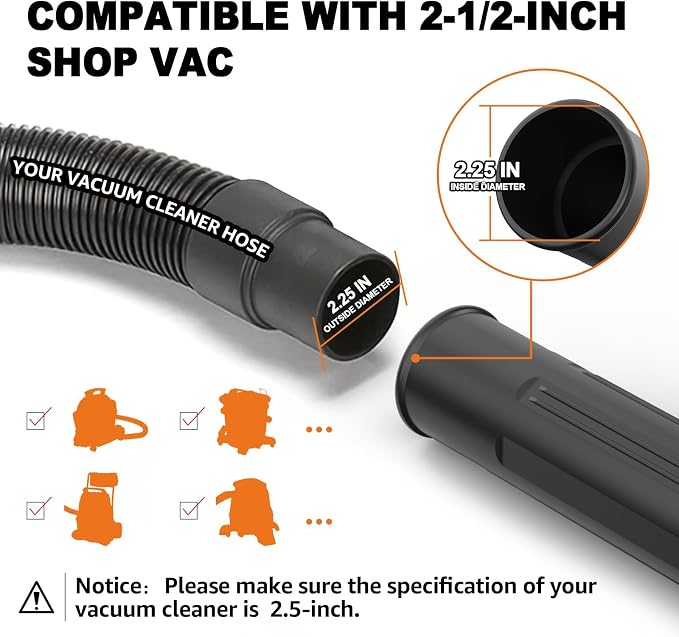 Gutter Cleaning Tools for 2-1/2 in. Wet/Dry Vacuum Cleaner, Hose Attachments for Cleaning or Blowing Debris from