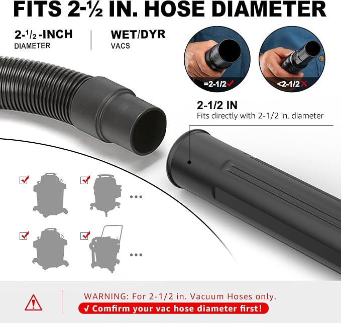 Gutter Cleaning Tools for 2-1/2 in. Wet/Dry Vacuum Cleaner, Shop Vacuum Hose Attachments for Cleaning or Blowing Debris from