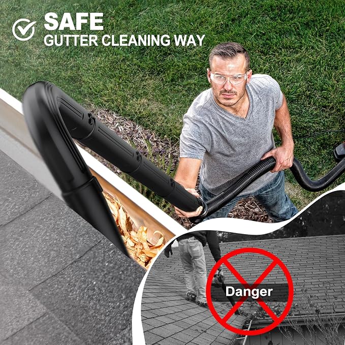 Gutter Cleaning Tools for 2-1/2 in. Wet/Dry Vacuum Cleaner, Shop Vacuum Hose Attachments for Cleaning or Blowing Debris from