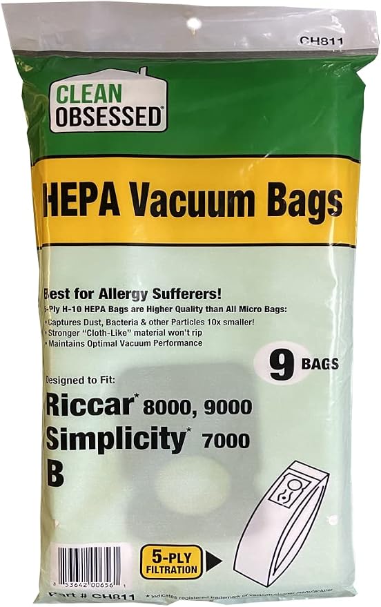 H-10 HEPA Bags Fits 8000, 9000 & Simplicity 7000 Type B (9 Bag Pack), product image