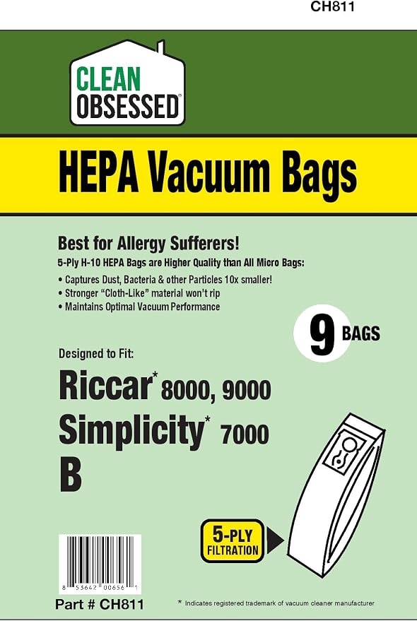 H-10 HEPA Bags Fits 8000, 9000 & Simplicity 7000 Type B (9 Bag Pack), alternate product view 3