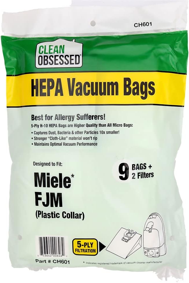 H-10 HEPA Bags Type FJM - 9 Cloth HEPA Bags per package, 1 Motor Filter & 1 Superior Air Clean Filter, product image
