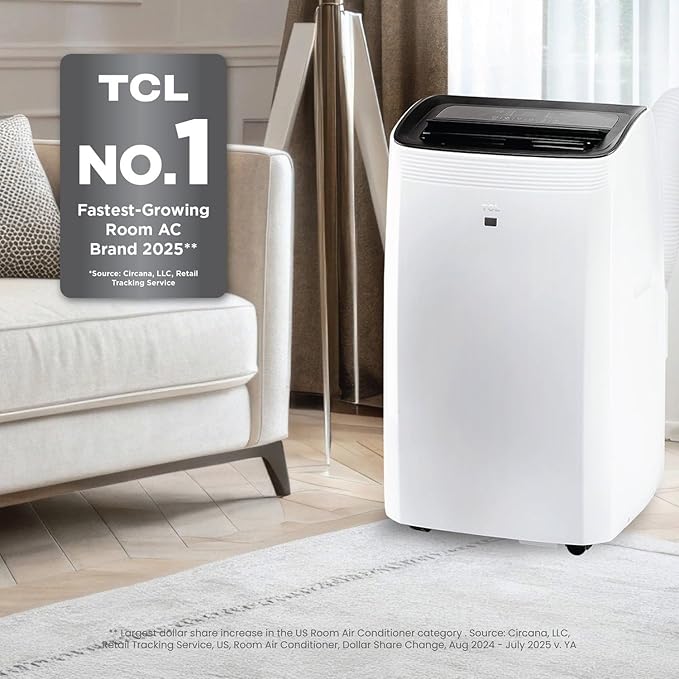 H10P36W 10,000 SACC BTU Smart Portable Air Conditioner, Fan & Dehumidifier, 450 Sq. Ft, Remote Control, Compatible with
