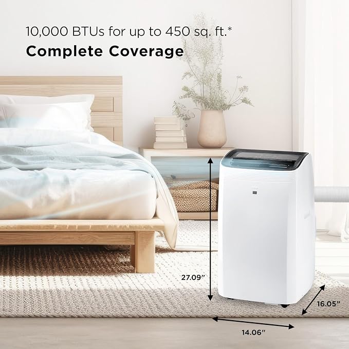 H10PH36W 10,00 SACC BTU Smart Portable Air Conditioner with Heat, Fan & Dehumidifier Modes, 450 Sq. Ft, Remote Control