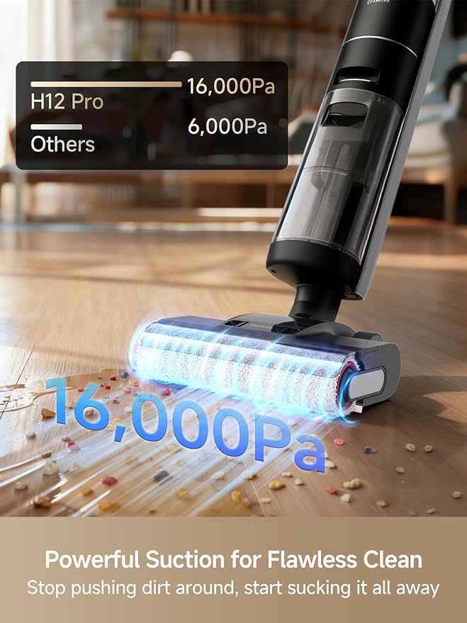 H12 PRO Vacuum Mop, Wet Dry Vacuum Cleaner for Hard Floor, Vacuum and Mop at The Same Time for Wet & Dry Messes, Auto