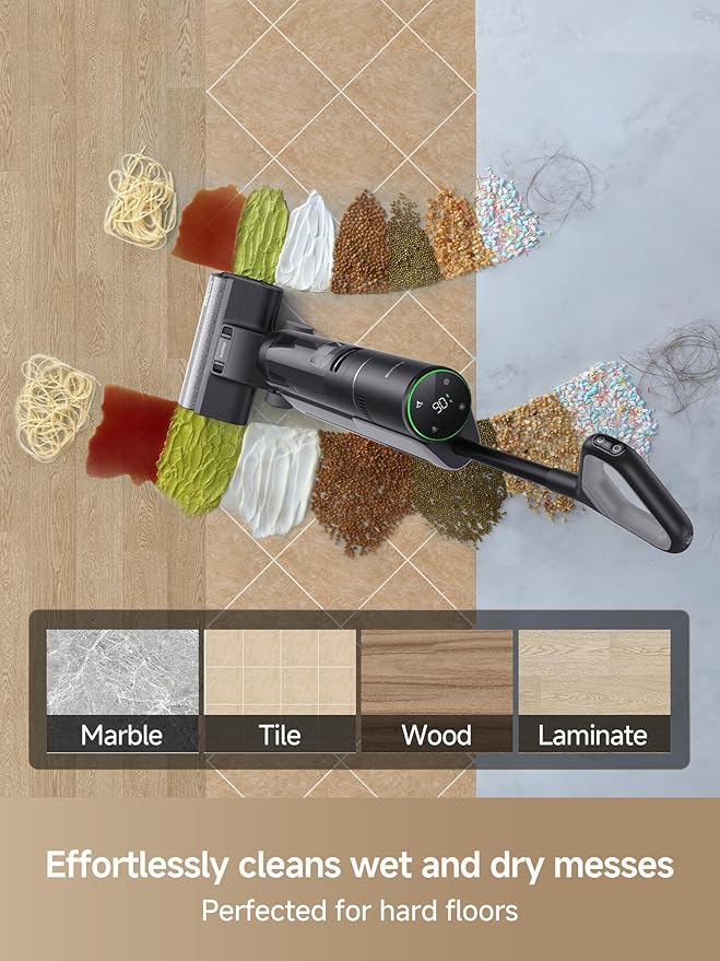 H12 PRO Vacuum Mop, Wet Dry Vacuum Cleaner for Hard Floor, Vacuum and Mop at The Same Time for Wet & Dry Messes, Auto