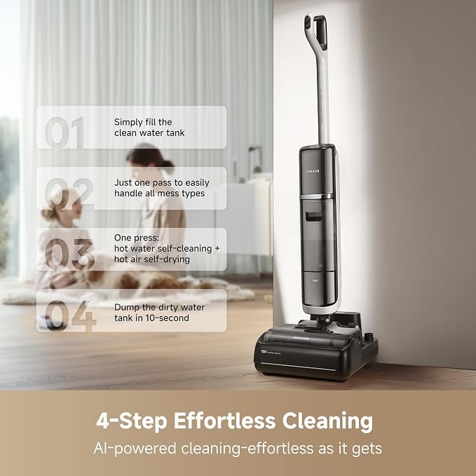 H15 Pro Heat Wet Dry Vacuum Cleaner, 185°F Hot Water Floor Cleaning, Cordless Vacuum Mop with GapFree AI Robotic Arm, 22KPa