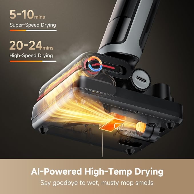 H15 Pro Heat Wet Dry Vacuum Cleaner, 185°F Hot Water Floor Cleaning, Cordless Vacuum Mop with GapFree AI Robotic Arm, 22KPa
