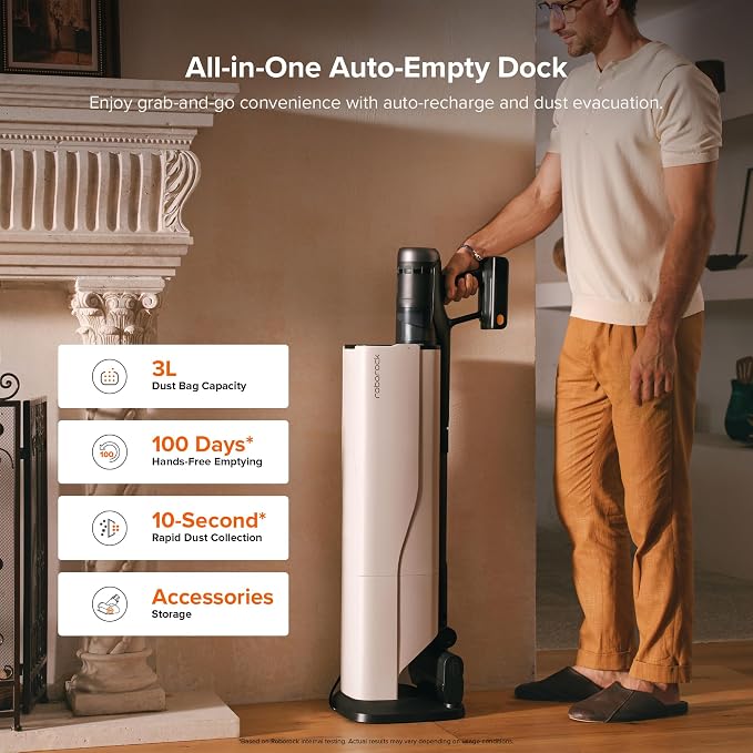 H60 Hub Ultra Cordless Vacuum Cleaner with Auto-Empty Dock, 210AW Suction Stick Vacuum Cleaners for Home and Pet Hair