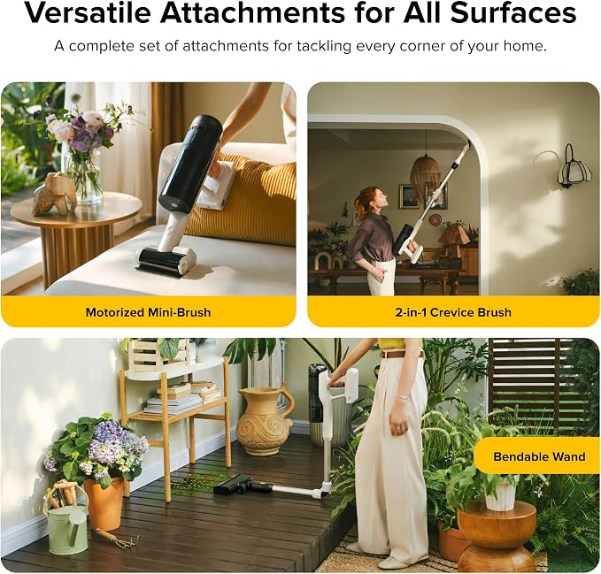 H60 Pro Cordless Stick Vacuum Cleaner, 170AW Suction Power, 80-Min Runtime, 90° Bendable Tube, Dust-Detecting LED
