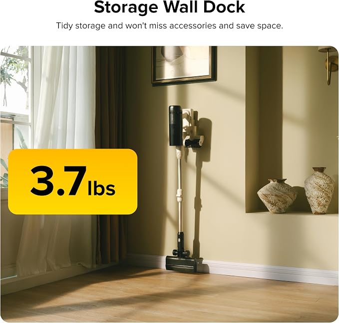 H60 Pro Cordless Stick Vacuum Cleaner, 170AW Suction Power, 80-Min Runtime, 90° Bendable Tube, Dust-Detecting LED