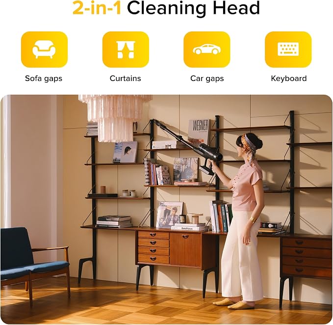 H60 Ultra Cordless Stick Vacuum Cleaners, Upgraded 210AW Suction Stick Vacuum with 90-Min Runtime, 90° Bendable Tube, LED