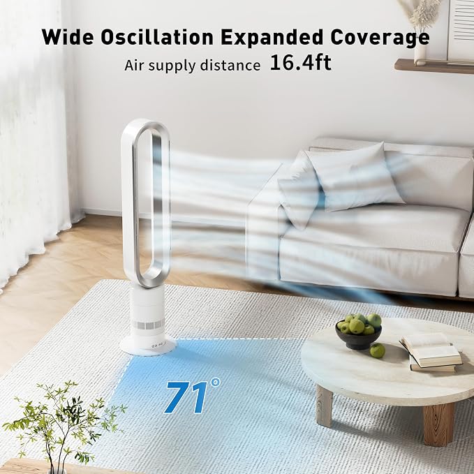 H601 Commercial Bladeless Tower Fan, 10 Cooling Speeds, Remote Control, Ultra-Quiet Brushless DC Motor for Bedroom, alternate
