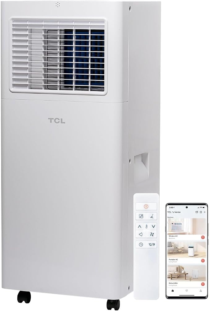H6P44W 6,000 BTU Smart Portable Air Conditioner, Fan & Dehumidifier, 250 Sq. Ft, Ultra-Compact Design, Remote Control
