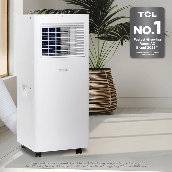 H6P44W 6,000 BTU Smart Portable Air Conditioner, Fan & Dehumidifier, 250 Sq. Ft, Ultra-Compact Design, Remote Control