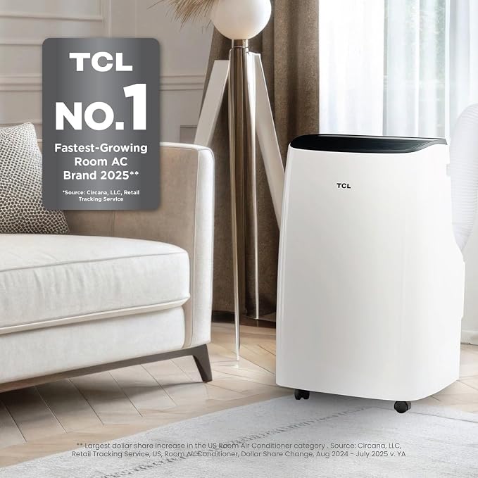 H8P36W 8,000 SACC BTU Smart Portable Air Conditioner, Fan & Dehumidifier, 350 Sq. Ft, Remote Control, Compatible with