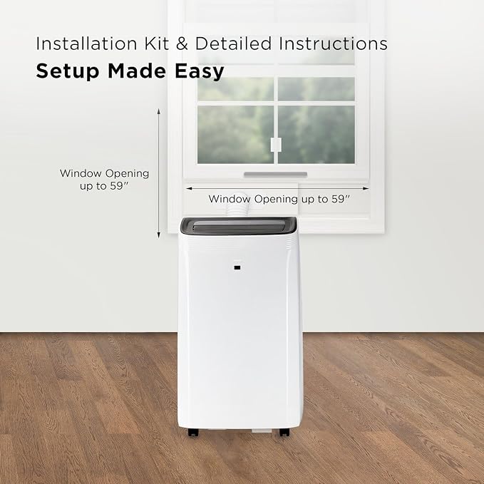 H8P36W 8,000 SACC BTU Smart Portable Air Conditioner, Fan & Dehumidifier, 350 Sq. Ft, Remote Control, Compatible with