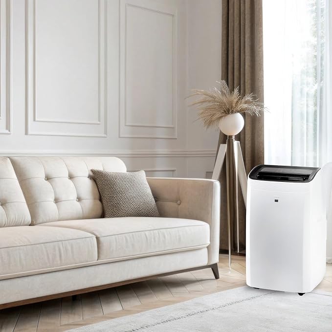 H8P36W 8,000 SACC BTU Smart Portable Air Conditioner, Fan & Dehumidifier, 350 Sq. Ft, Remote Control, Compatible with