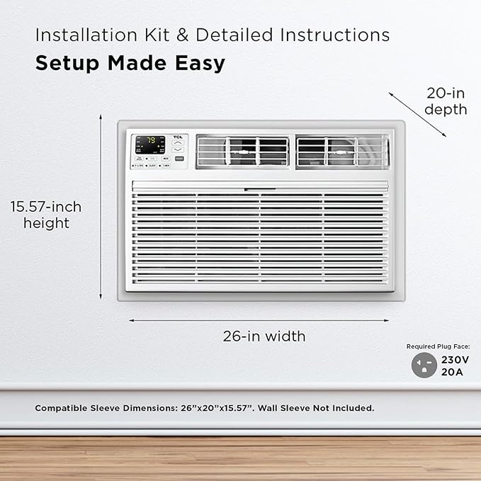 H8T9E1-A 8,000 BTU Smart Through-The-Wall Air Conditioner, Fan & Dehumidifier, 350 Sq. Ft, Remote Control, Compatible with