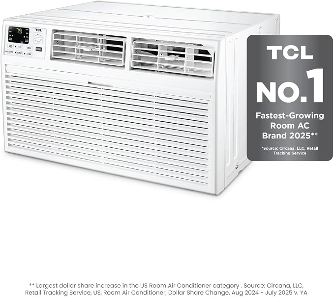 H8T9E1-A 8,000 BTU Smart Through-The-Wall Air Conditioner, Fan & Dehumidifier, 350 Sq. Ft, Remote Control, Compatible with