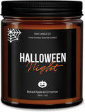 Halloween Candles Scented - 7oz, Baked Apple Cinnamon - Spooky Candles - Gothic Décor Decorations - Halloween Gifts for