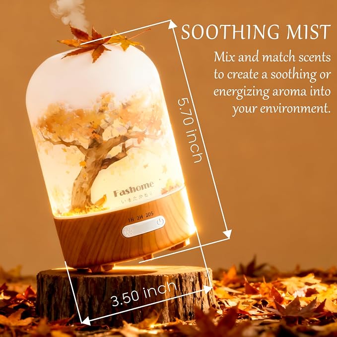 Hand Blown Glass Essential Oil Diffuser, 100ml Small Ultrasonic Aromatherapy Mist Maker for Home, Bedroom, Office, Auto