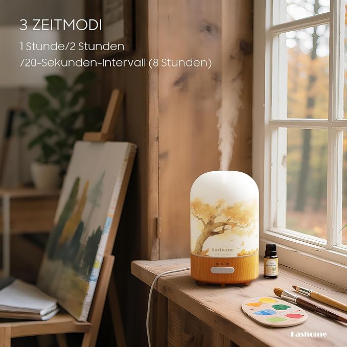 Hand Blown Glass Essential Oil Diffuser, 100ml Small Ultrasonic Aromatherapy Mist Maker for Home, Bedroom, Office, Auto