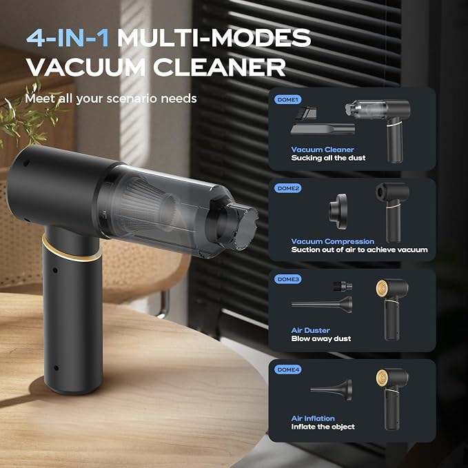 Hand Held Vacuum Cordless Rechargeable: 15000PA Powerful Suction Hand Held Car Vacuum Cleaner,1.25 lbs Lightweight & Washable