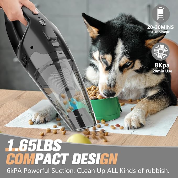Hand Vacuum Powerful Suction, Hand held Vacuum Cordless Rechargeable with LED, alternate product view 3