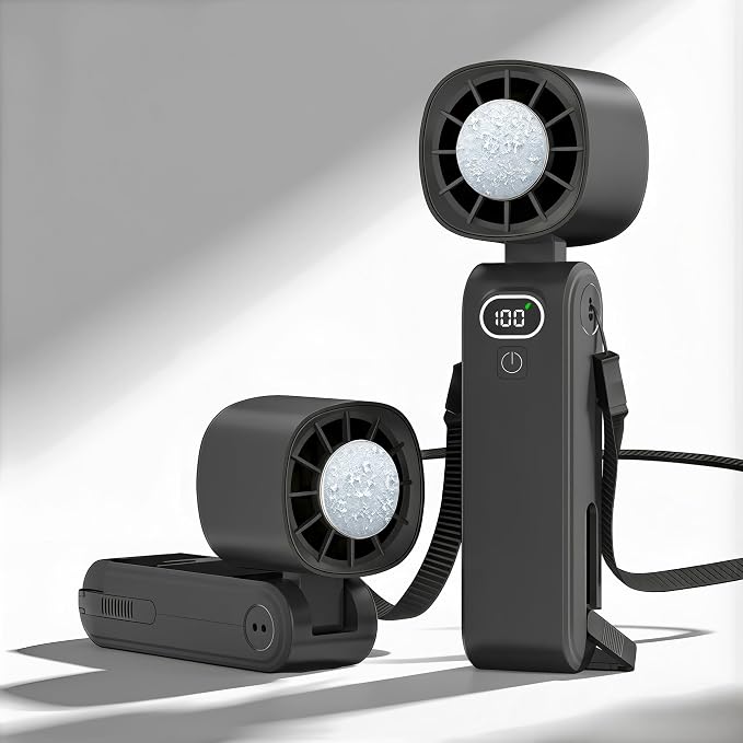 Handheld Air Conditioner with Ice Cooling Plate, Turbo Portable Fan, Super High Speed Personal Fan that Blows Cold Air