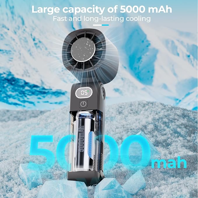 Handheld Air Conditioner with Ice Cooling Plate, Turbo Portable Fan, Super High Speed Personal Fan that Blows Cold Air