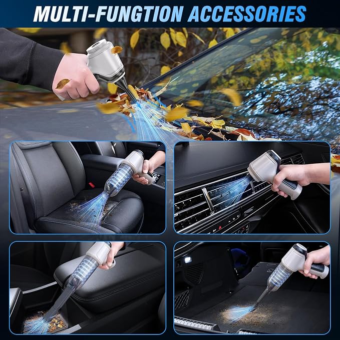 Handheld Car Vacuum - 15000Pa Cordless Wet/Dry, 120W High Power with Complete Accessory Kit for Cars, Pet Hair, Home &