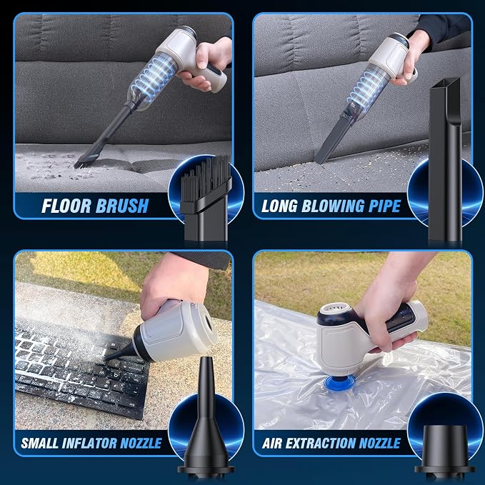 Handheld Car Vacuum - 15000Pa Cordless Wet/Dry, 120W High Power with Complete Accessory Kit for Cars, Pet Hair, Home &