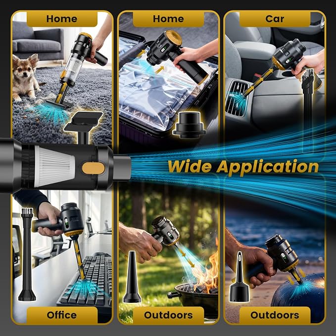 Handheld Car Vacuum Cleaner,25000PA Strong Cyclonic Suction Foldable Mini Vacuum Portable Cordless with Digital Display and
