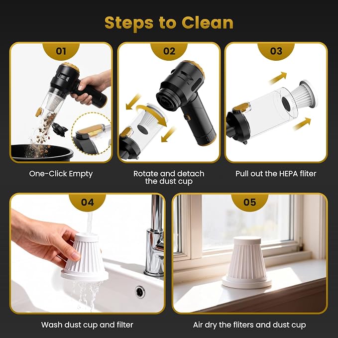 Handheld Car Vacuum Cleaner,25000PA Strong Cyclonic Suction Foldable Mini Vacuum Portable Cordless with Digital Display and