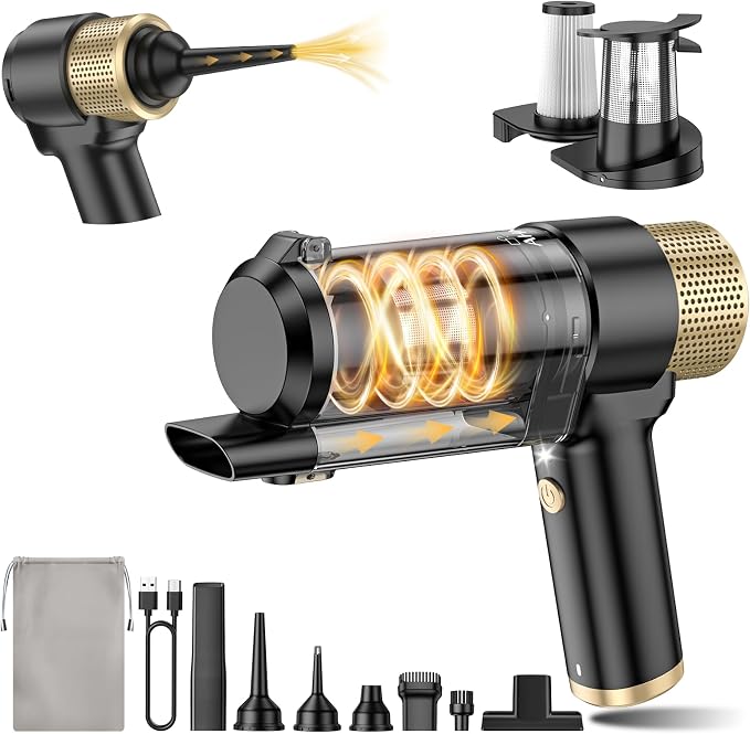 Handheld Car Vacuum Cleaner Cordless with 16000PA Powerful Suction, 4-in-1 Portable Mini Vacuum Cleaner & Air Duster with