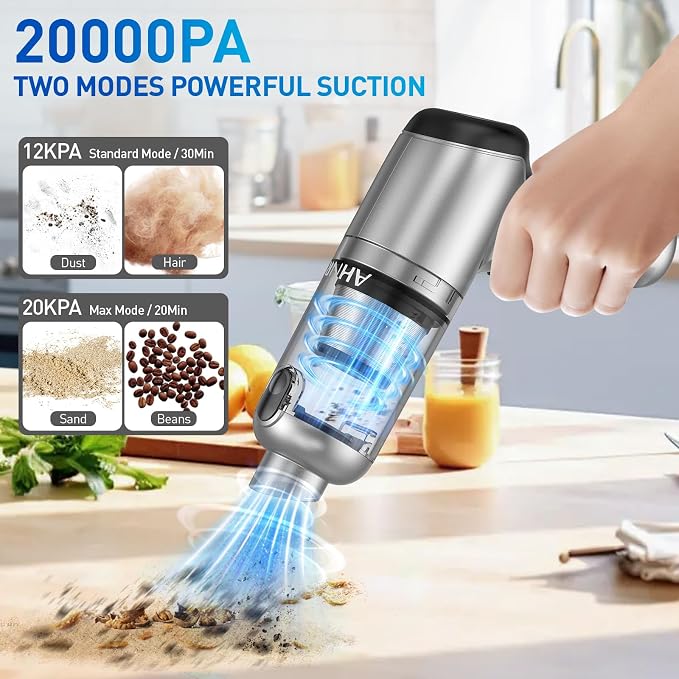 Handheld Car Vacuum Cleaner Cordless with Brushless Motor, 20000PA High Power Vacuum Cleaner & Air Duster, 3 in 1 Keyboard