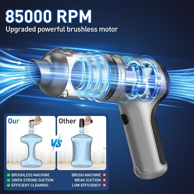 Handheld Car Vacuum Cleaner Cordless with Brushless Motor, 20000PA High Power Vacuum Cleaner & Air Duster, 3 in 1 Keyboard