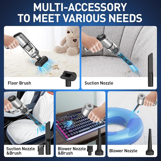 Handheld Car Vacuum Cleaner Cordless with Brushless Motor, 20000PA High Power Vacuum Cleaner & Air Duster, 3 in 1 Keyboard