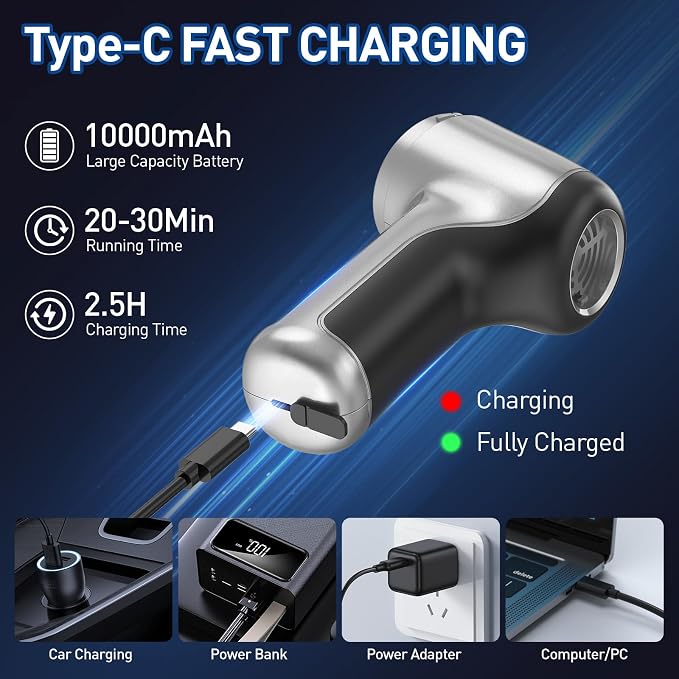 Handheld Car Vacuum Cleaner Cordless with Brushless Motor, 20000PA High Power Vacuum Cleaner & Air Duster, 3 in 1 Keyboard