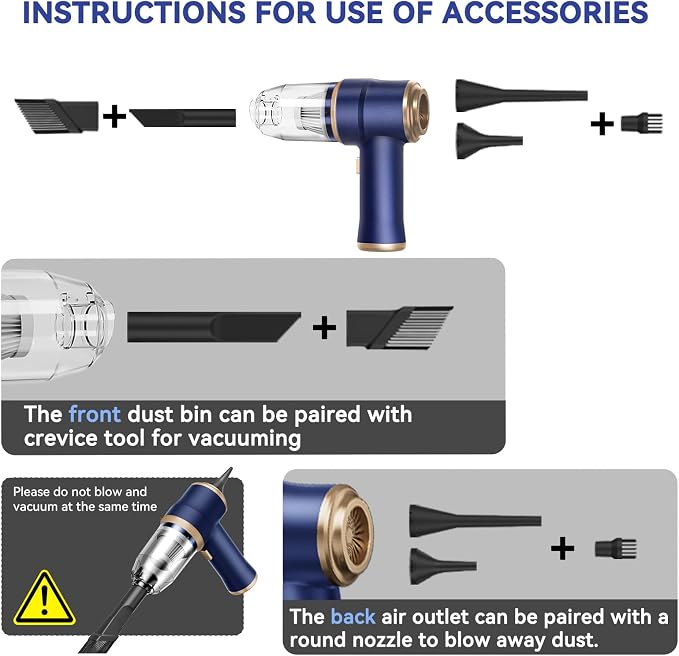 Handheld Car Vacuum Cleaner, Portable Cordless Mini Vacuums with Multi-Nozzles, High Power Dry Hand held Vacuum for Car
