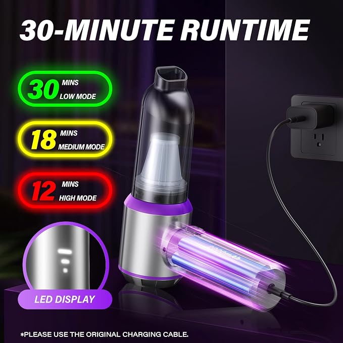 Handheld Car Vacuum (Grey-purple), alternate product view 6
