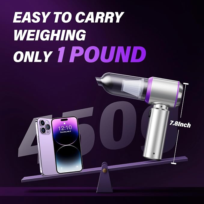 Handheld Car Vacuum (Grey-purple), alternate product view 7