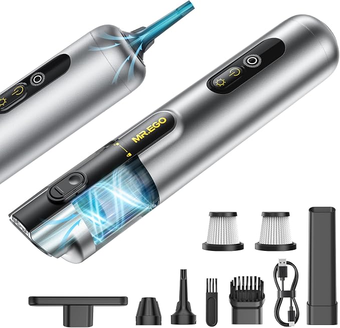 Handheld Car Vacuum Portable Cordless, 4-in-1 Mini Vacuum with 18500Pa Strong Suction, Desk Vacuum Cleaner and Air Duster