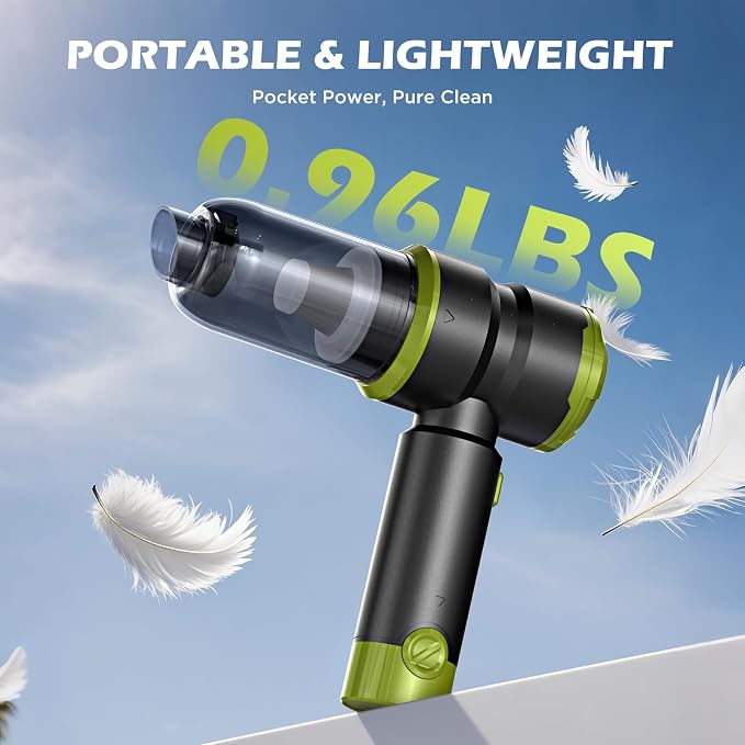 Handheld Car Vacuum with 15000PA Power, 4 in 1 Powerful Cordless Vacuum Cleaner & Air Duster with 2000mAh Battery