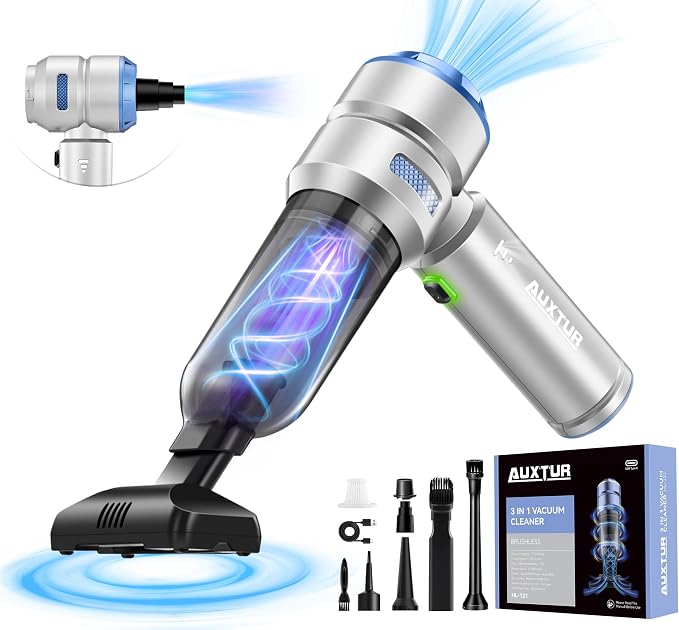 Handheld Cordless Car Vacuum|3 in 1 15000PA Mini Cleaner,120W High Power Brushless Motor,Super Suction Power Vacuums with