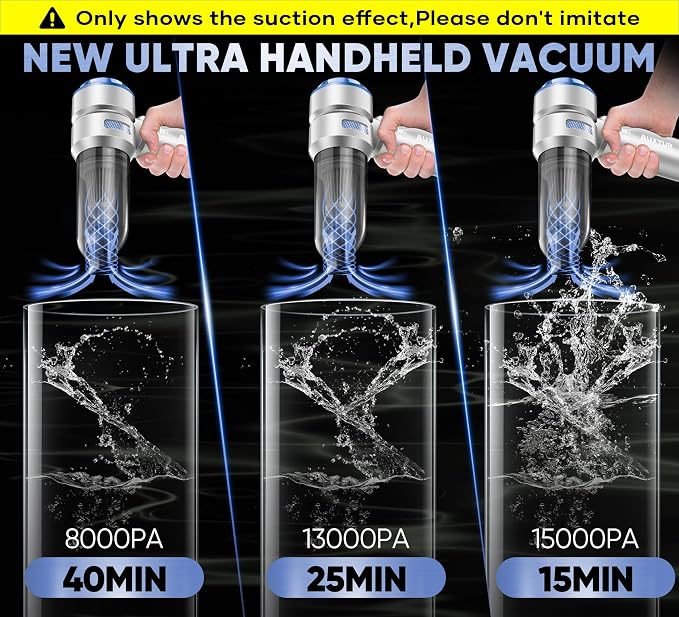 Handheld Cordless Car Vacuum|3 in 1 15000PA Mini Cleaner,120W High Power Brushless Motor,Super Suction Power Vacuums with