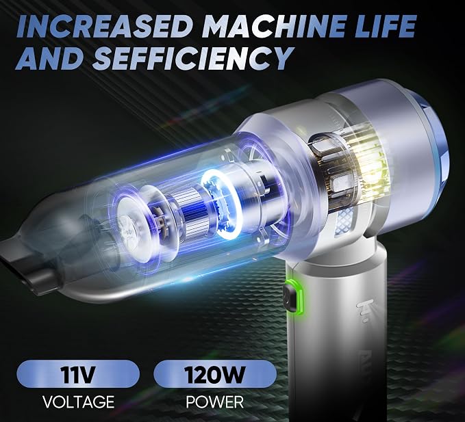 Handheld Cordless Car Vacuum|3 in 1 15000PA Mini Cleaner,120W High Power Brushless Motor,Super Suction Power Vacuums with