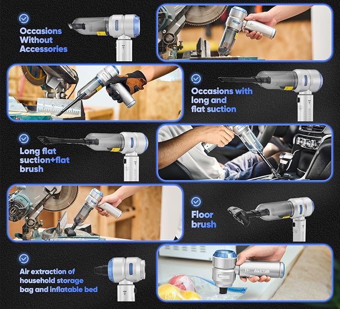 Handheld Cordless Car Vacuum|3 in 1 15000PA Mini Cleaner,120W High Power Brushless Motor,Super Suction Power Vacuums with