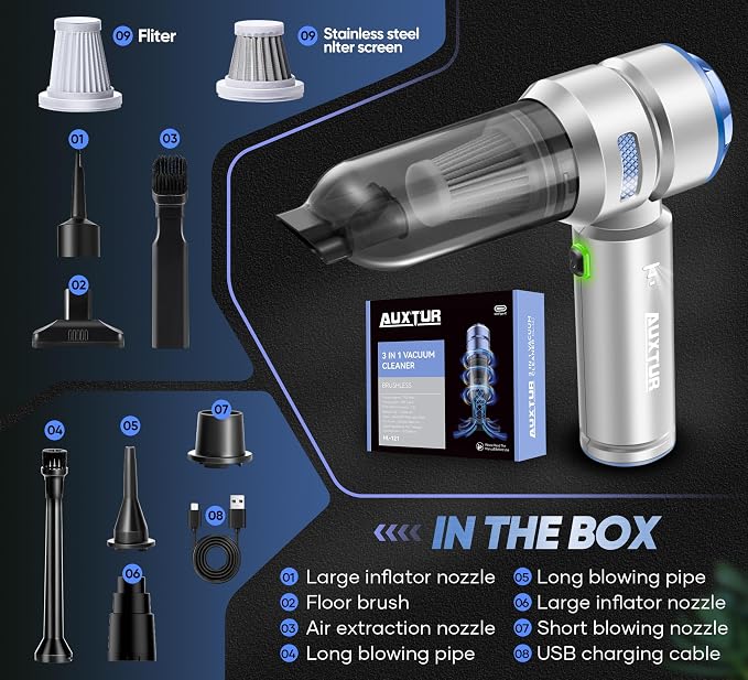 Handheld Cordless Car Vacuum|3 in 1 15000PA Mini Cleaner,120W High Power Brushless Motor,Super Suction Power Vacuums with